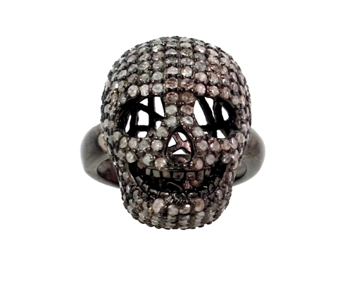 Pave Diamond Skull Ring