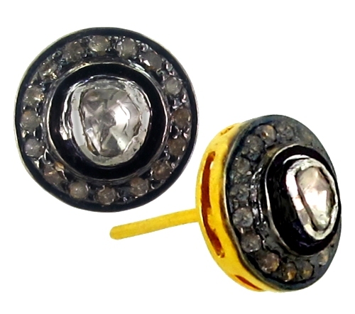 Rosecut Diamond Stud Gold Earrings