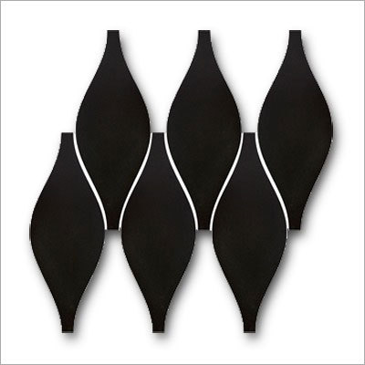Tile Art - Ceramic 75x200mm Tiles, Black, 8mm Thick, 5mm Grout Joints, 300x300mm Sheet, 6 Tiles Per Sheet