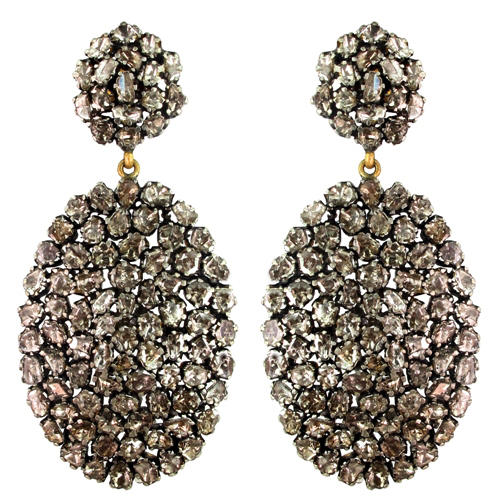 Gold Slice Diamond Wedding Dangle Earrings