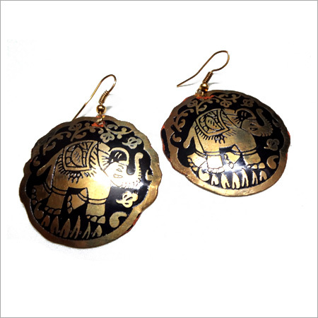 Painted Metal Elephant Earrings