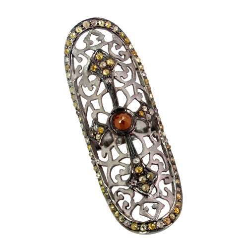 Silver Long Natural Diamond Ring