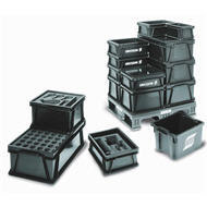 Products in Conductive Material - Approved Conductive Containers, Stackable, Durable for Electronic Component Delivery