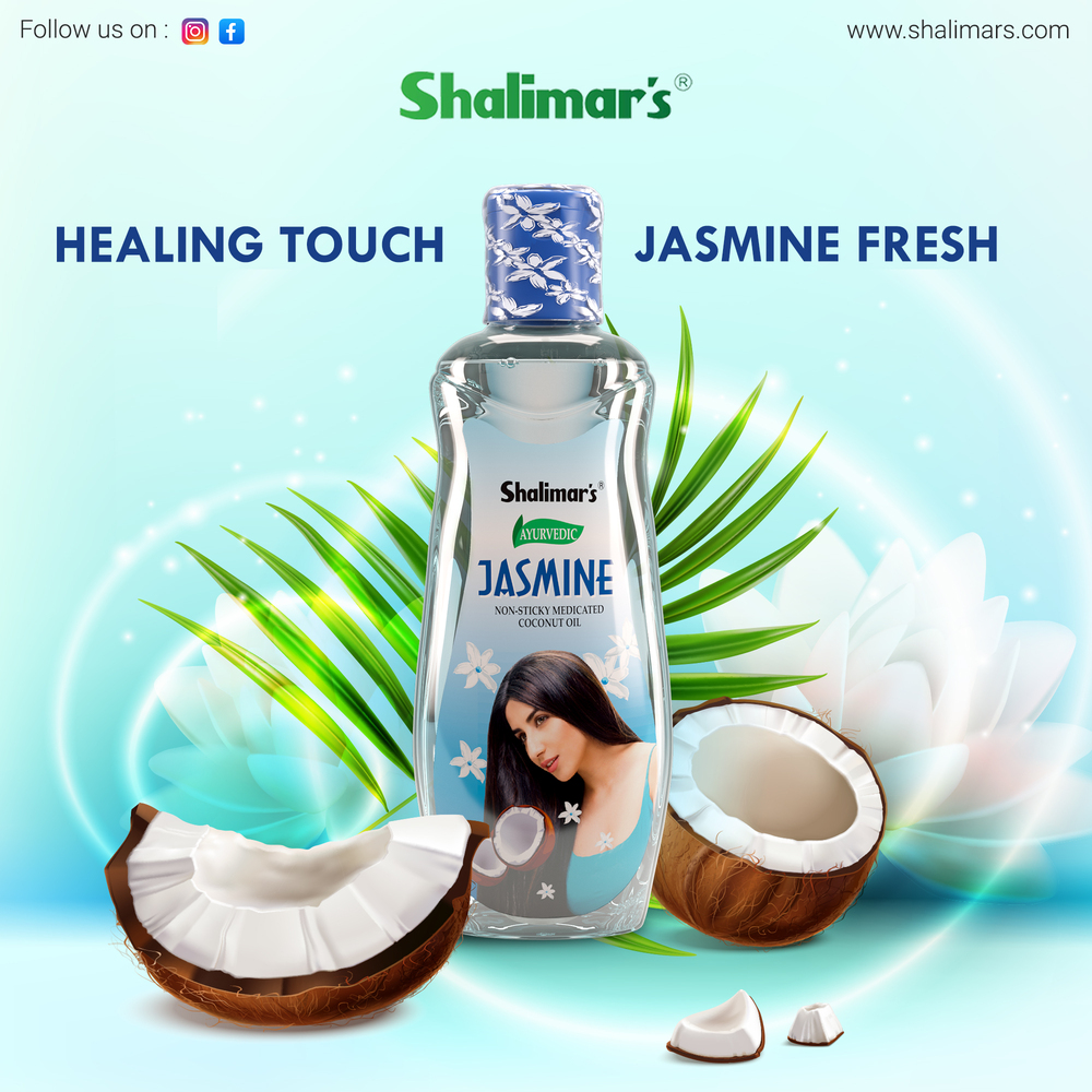Jasmine Ayurvedic Medicated Coconut Oil 100ML - 99% Pure, White Oil for Smoothness & Shine | Reduces Dullness, Prevents Frizz & Split Ends