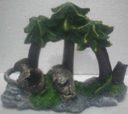 TI Fiber Coconut Tree - Resin, 10x7x5 cm, Green | Aquarium Decor, Realistic Design, Durable, Easy to Clean