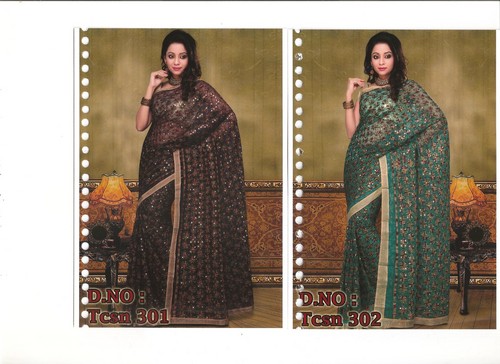 NET PHULKARI SAREE