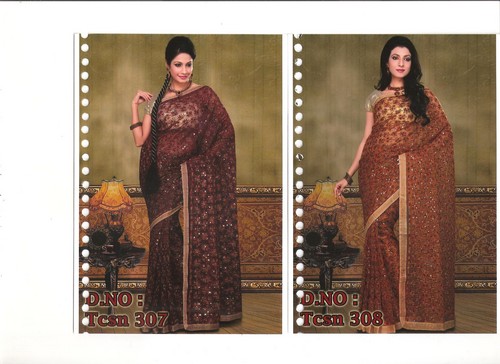 NET PHULKARI SAREE
