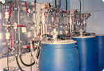 Paint Re-circulation System - Pneumatic Agitators, PLC Control, Diaphragm/Piston Pumps, Inline Filter, Quick Color Change, Viscosity & Color Variation Elimination