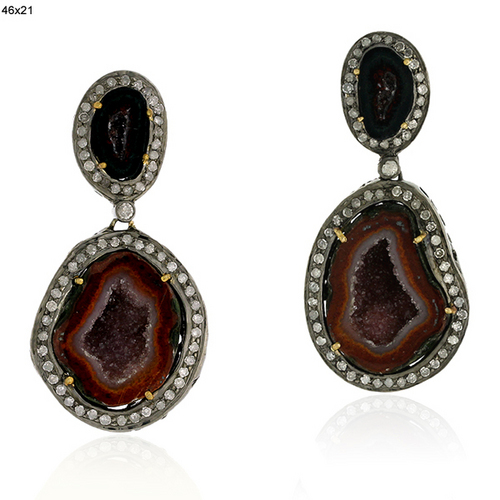 Pave Diamond Geode Earring