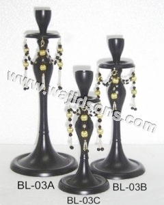 Beaded Candle Holders - Metal & Glass, Varied Heights & Diameters, Black Color | Captivating Look, Intricate Patterns, Easy Cleaning, Lightweight