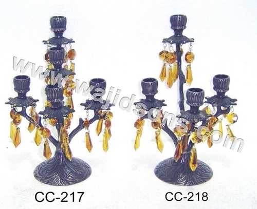 5 ARM CANDLE STAND GLASS BEADS