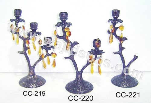 ANTIQUE CANDLE STAND BEADED