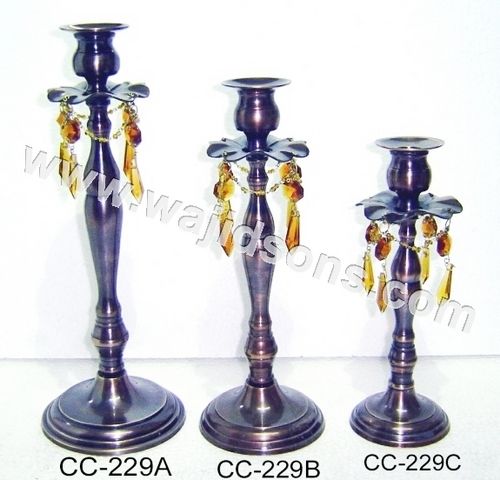 CANDLE HOLDER HANGING BEADED