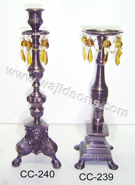 ANTIQUE CANDLE STAND BEADED