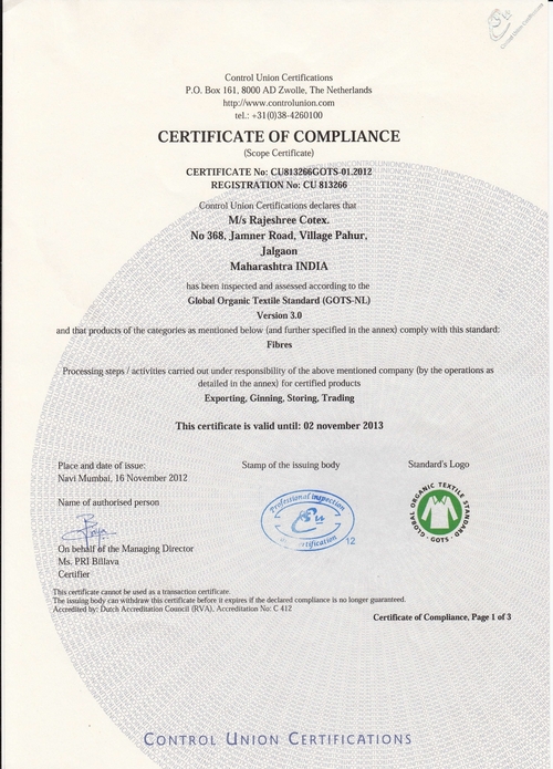 Our Organic Certification