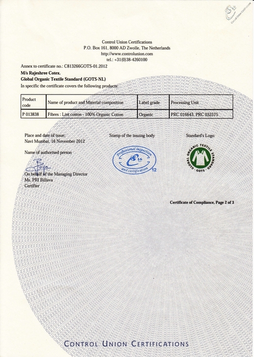 Our Organic Certification