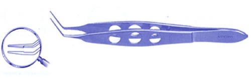 McPherson Angled 11 mm Forceps - Titanium, 11mm Angle, 5mm Smooth Jaws, Sterile, Individual Packaging