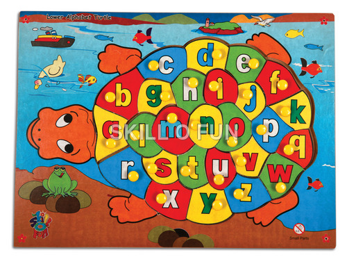 Language And Number - Wood 12x12 Inches Orange | Learning Fun Early Education Alphabet Puzzle