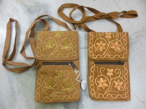 suede leather with ari embroidery work of kashmir