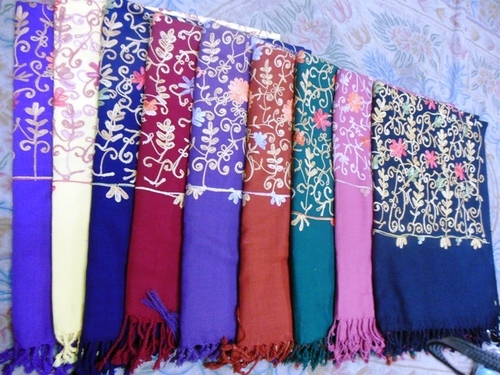 100% Pure Wool Embroidered Shawls