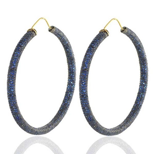 Blue Sapphire Gemstone Hoop Earring