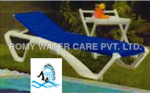 Swimming Pool Side Lounger - Plastic Fabric, 180x60 cm, Blue | Relaxing Comfort, Durable Frame, Easy Cleaning