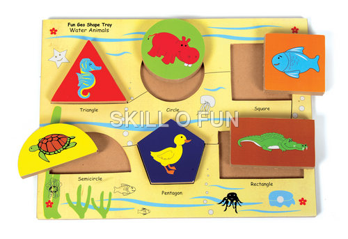 Shape Form And Size - Wood 20x20cm Multicolored | Shape Sorting Animal Themes Educational Puzzle
