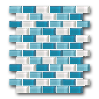 Bricks Tiles - Glass 25x48mm Blue, 4mm Thick, 2mm Grout Joints, 66 Tiles/Sheet