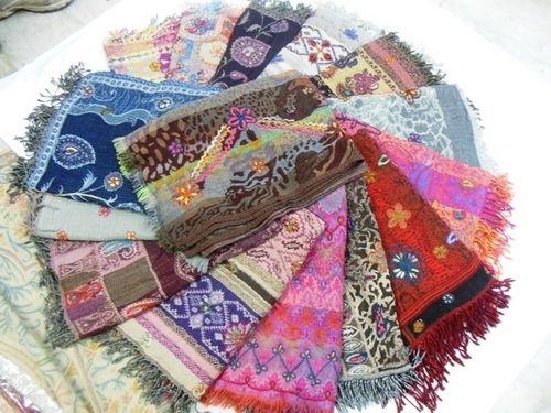 boiled woollen stoles embroidery