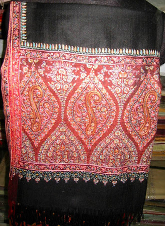 Pashmina Sozini Shawls - Pashmina Wool 70x100cm Black, Detailed Embroidery, Soft Texture, Elegant Design, Warmth