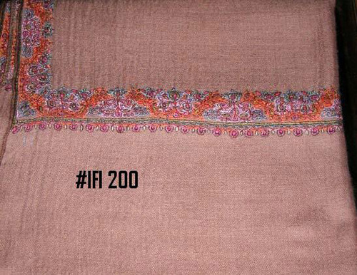 Pashmina Sozini Shawls - Pashmina Wool 70x180 cm Beige, Handwoven Floral Embroidery, Soft Texture, Elegant Design, Warm Comfort