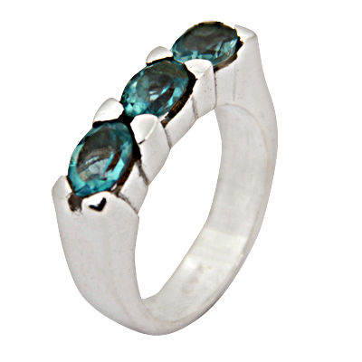 Exclusive Blue Topaz Gemstone Silver Ring