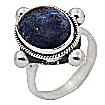 Indian Large Lapis Gemstone Silver Jewellery Ring