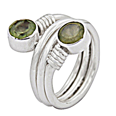 New Bypass Prenite Gemstone Silver Ring