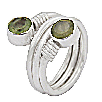 New Bypass Prenite Gemstone Silver Ring