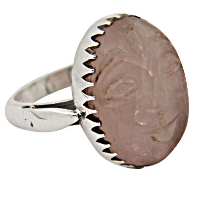 Romantic Rose Quartz Gemstone Silver Ring