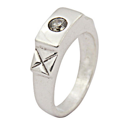 Simple Design Cubic Zirconia Gemstone Silver Ring