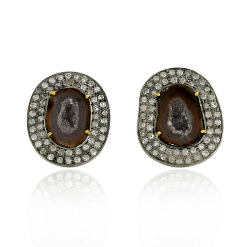 Pave Diamond Geode Earring