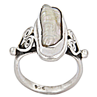 Party Wear Pearl Gemstone Silver Ring