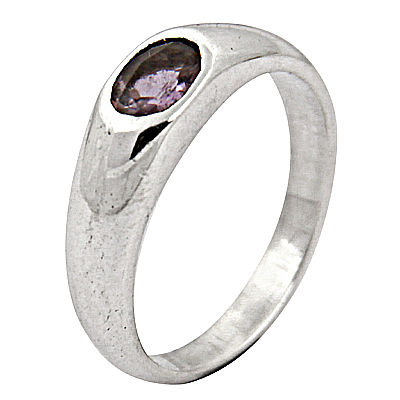 Celeb Style Amethyst Gemstone Silver Ring