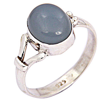 New Arrival Blue Chalcedony Gemstone Silver Ring