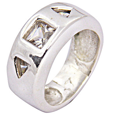 Classic Cubic Zirconia Gemstone Silver Ring