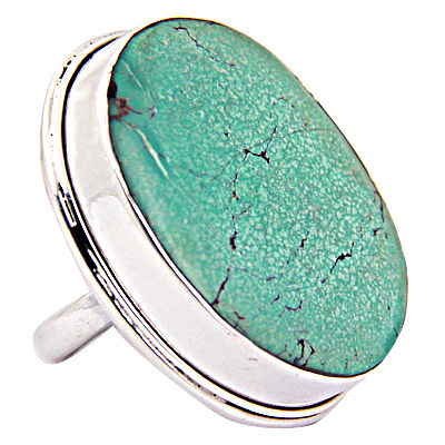 Fantastic Fashionable Big Turquoise Gemstone Silver Ring