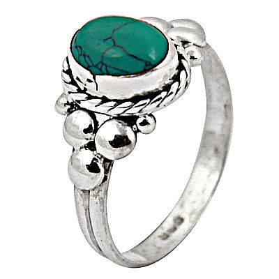 Fashionable Popular Turquoise Gemstone Silver Ring