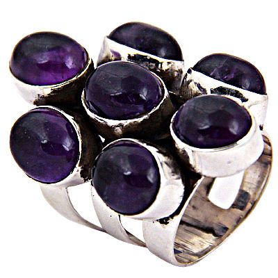 Party Wear Amethyst Zarken Gemstone Silver Ring