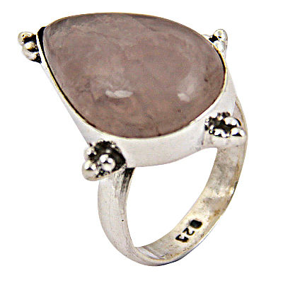 Lovely Rose Quartz Gemstone Silver Ring