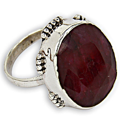 Ingenious Big Ruby Gemstone Silver Ring