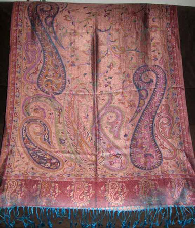 100% Silk Jamawar Stoles - 72x36 Inches, Peach | Soft Texture, Elegant Design, Lightweight, Handcrafted
