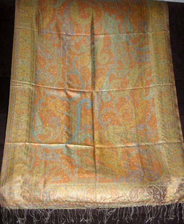 100% Silk Jamawar Stoles - 70x26 Inch, Orange | Soft Texture, Luxurious Feel, Handcrafted Unique Patterns