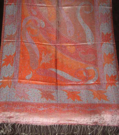 100% Silk Jamawar Stoles - 70x20 Inches, Orange | Luxury Feel, Soft Texture, Elegant Design, Unique Pattern